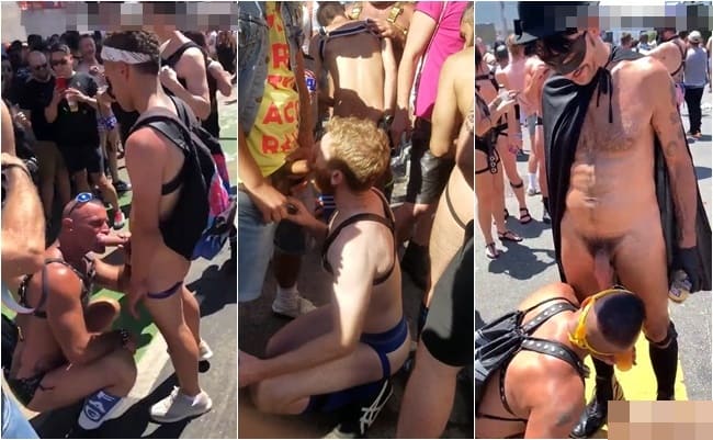 Gays fazendo sexo na parada gay em público