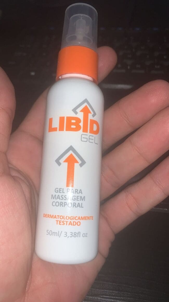 Imagem do frasco do Max Libid Gel: produto estimulante masculino para melhorar a vida sexual
