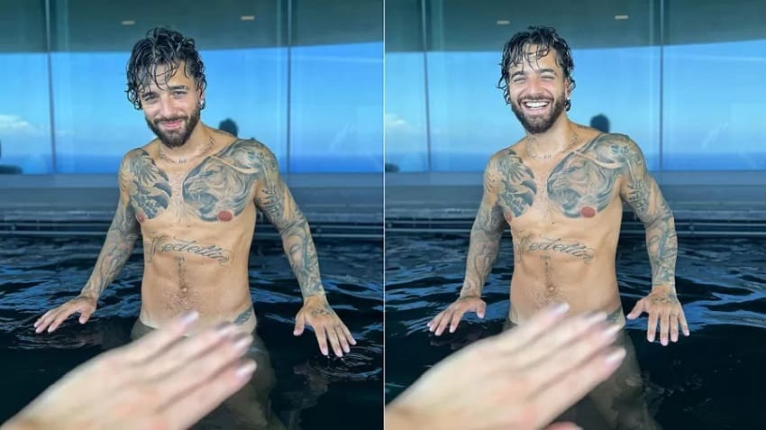 Maluma Pelado Na Piscina Ser Que O Pau Dele Picante E Proibido